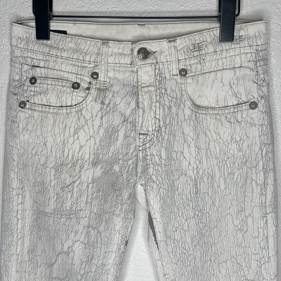 New R13 Boy Straight low-rise slim-fit jeans Crackled Gray Size 26 - Picture 3 of 16